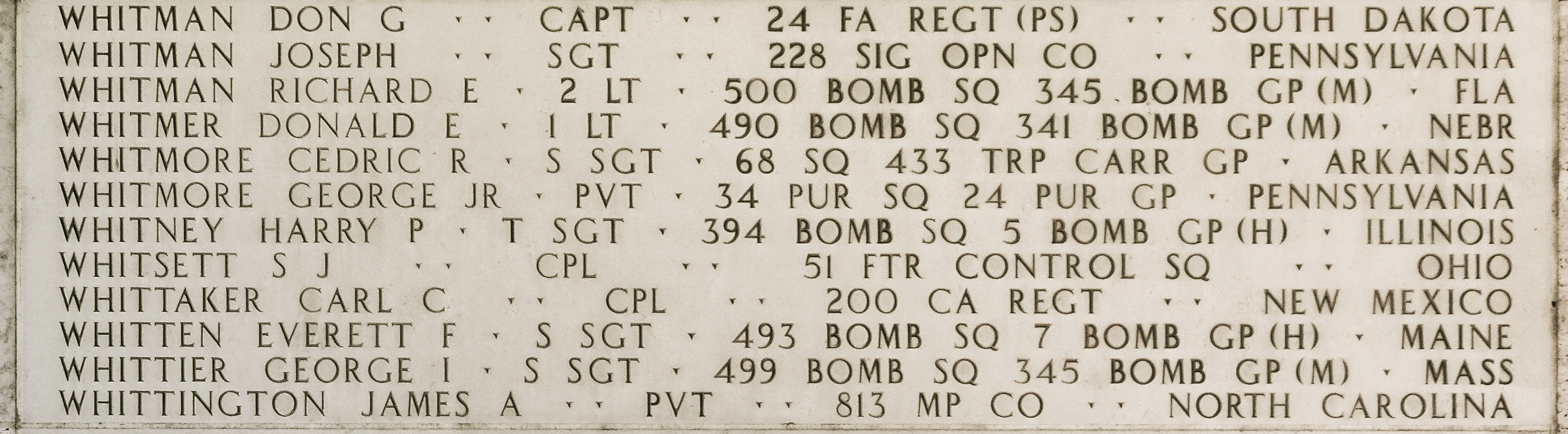 Cedric R. Whitmore, Staff Sergeant